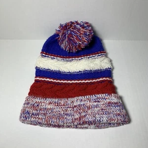 Tan’s Club Cuffed Beanie With Pom Stocking Cap Winter Hat Red White & Blue - Picture 1 of 9