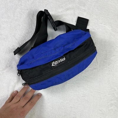Z-Kreation Fanny Pack Vintage Blue Nylon Belt Bag 3-Compartment 12x5 Retro - Image 1 of 4