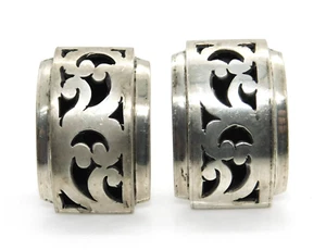 Lois Hill 925 Sterling Silver Open Scroll Pattern Clip On Earrings - Picture 1 of 6