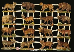 Chatarra troquelada estilo victoriano alemán en relieve - alce, zorro, animales EF7277 - Imagen 1 de 1