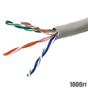 1000FT Cat5E RJ45 STP LAN Solid Network Ethernet Cable Gray Wire Bulk Box - Picture 1 of 3