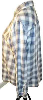 Camisa occidental Merona negra/azul/blanca Country 100 % algodón abotonada talla grande Foto 1 de 4