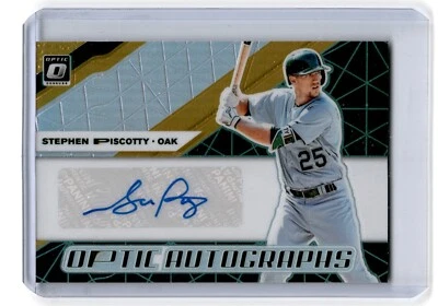 Donruss Optic Autographs Gold 2019 Stephen Piscotty Auto 09/10 Oakland Athletics Foto 1 de 2