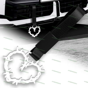 Thorned Heart JDM White Ring Tsurikawa Train Bus Car Handle Strap -Black Nylon - Bild 1 von 6