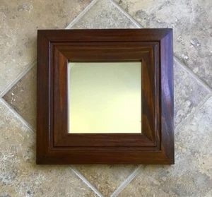 Vintage Square Solid Wood Frame Wall Mirror 11.5 x 11.5" Farmhouse Cottage Decor - Picture 1 of 14
