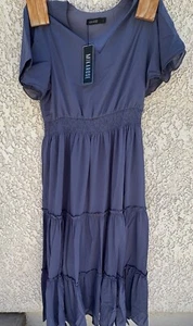 NWT Women Large Greyish Purple Short Sleeve Maxi Dress- Mikarose Eden - Picture 1 of 3
