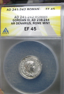 AD 241-242 Roman Denarius Silver ANACS Slabbed Graded XF-45 #822A