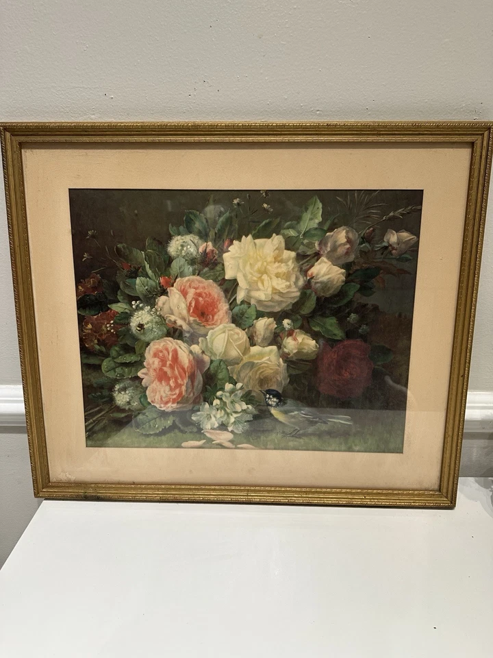 Litografía "Fragrance in Bloom" de Jean-Baptiste Robi 1940 marco original 26x22 Foto 1 de 4