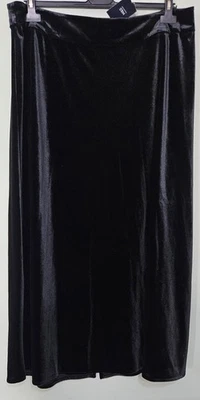 M&S Collection Ladies  Velvet   Fit/ Flare Skirt Black 16 Long With Tag - Image 1 of 4
