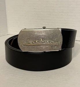 Schlachtschiff USS Iowa BB-61 schwarzer Ledergürtel & Schnalle WWII Marine USA Schiff - Bild 1 von 9