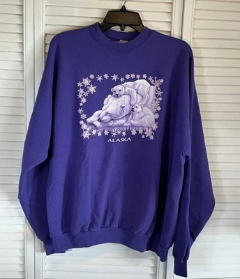 Sudadera De Colección Alaska Granny Core Años 90 Cottage Core Adulto Talla XL Oso Púrpura Foto 1 de 4
