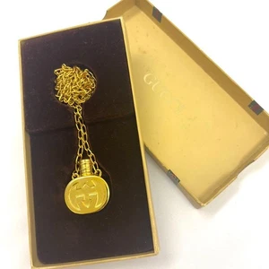 GUCCI Necklace Pendant Old Perfume Bottle Gold Women Accessory Authentic - Picture 1 of 24