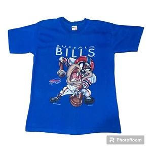 Camicia vintage anni 90 Buffalo Bills Taz Looney Tunes Warner Bros NFL taglia Youth XL 19,5x27 - Foto 1 di 7