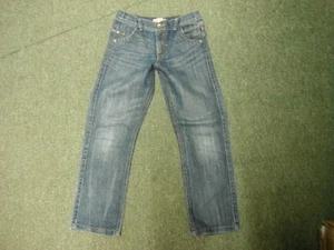 Pantalones de mezclilla rectos Marks & Spencer con pierna 28"" 24"" azul oscuro descoloridos para niños 10 años - Imagen 1 de 2