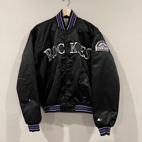 Vintage Starter MLB Colorado Rockies ButtonUp Satin Jacket Size Men's Large L Cover