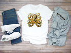 Golden Octopus figure Tentacles Drawing Short Sleeve White Men T shirt F050