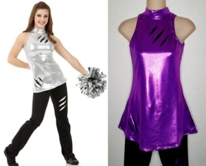 Cat Scratch PURPLE Adult Medium Dance Costume Jazz & Tap Slashed Top & Pants New - Picture 1 of 7