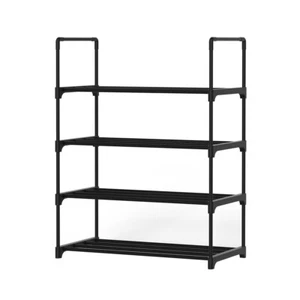 Artiss Shoe Rack Stackable Shelves 4 Tiers 55cm Shoes Storage Stand Black - Picture 1 of 8