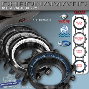 ESTUCHE RELOJ CRONOMÁTICO PARA MOVIMIENTO ETA VALJOUX 7751, ST-ST, NEGRO PVD, 44 MM - Imagen 1 de 9