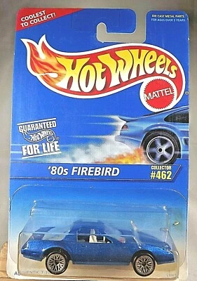 Tarjeta de coleccionista Hot Wheels 1995 azul/blanco #462 años 80 Firebird azul con encaje cromado Foto 1 de 4