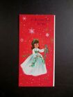 L710 VTG Xmas Greeting Card Precious Little Girl in White With Holiday Garland
