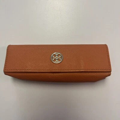 Estuche protector suave para gafas/gafas de sol Tory Burch naranja dorado logotipo Foto 1 de 3