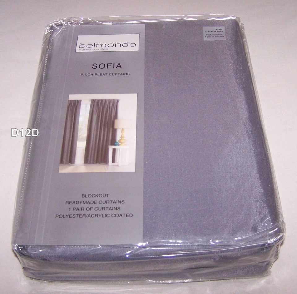 Belmondo Sofia Silver Pinch Pleat Ready Made Blockout Curtains 240cm x 221cm New - Image 1 of 1