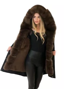Winterjacke Wintermantel Pelzjacke Winter Parka mit Pelz Fell Echtfell Echtpelz - Bild 1 von 9
