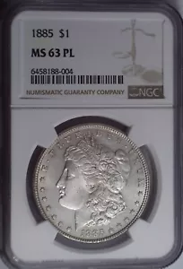 1885 Morgan MS63PL, Bright and shiny, NGC PhotoVision with light and dark Images - Picture 1 of 5