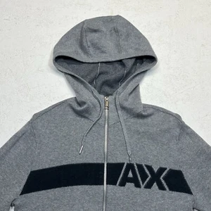 A/X Armani Exchange Hoodie Women's Small Full Zip Gray and Navy Blue Sweatshirt - Picture 1 of 22