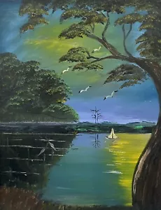 Pintura al óleo sobre masonita estilo Highwaymen artista heredado Michael Love 18”x24” certificado de autenticidad - Imagen 1 de 3