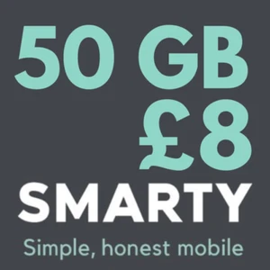 2 x NEW Smarty sim card, 50GB Data for £8 + Europe roaming Pay & Go - 3G 4G 5G - Zdjęcie 1 z 6