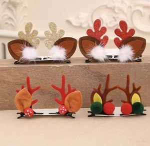 4 pares de accesorios para el cabello de garra de pelo barrette con astas de Navidad - Imagen 1 de 9