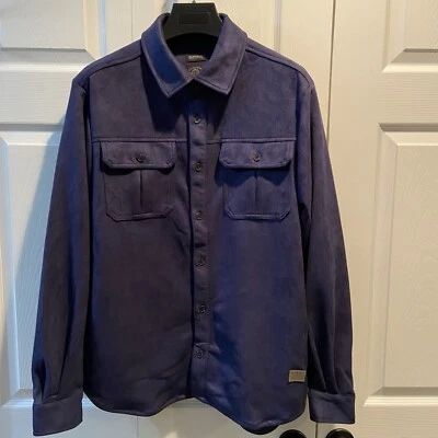 $109 全新带标签 Buffalo David Bitton 人造麂皮绒纽扣衬衫/夹克 — 第 1/4 张图片