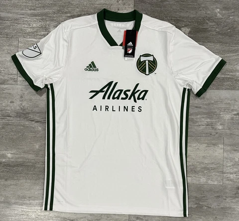 Adidas MLS Portland Timbers Away Jersey White Green Mens Size Large NEW Cover