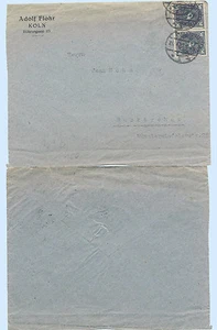 Alemania 1923 #184 x2 Adolf Flohr Koln cubierta de inflación a Euskirchen - Imagen 1 de 2