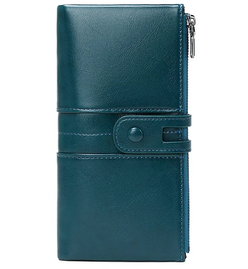 Cartera para mujer de gran capacidad con doble cremallera tarjetero bloqueo RFID cartera para damas Foto 1 de 1