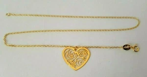 9 kt Gelbgold filigran Herz Tropfen Fußkettchen 0,74 g NEU Frau Mama Weihnachten Urlaub Geschenk - Bild 1 von 8