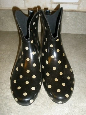 NUEVAS Botas de Lluvia Capelli New York Talla 7 Negras con Lunares Grises (SU9) Foto 1 de 4
