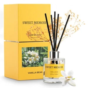 Essential Oil Reed Diffuser Set Vanilla Bean Fragrance Diffusing Sticks With 150 - Picture 1 of 6