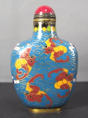 Botella de tabaco Cloisonne china de ocho murciélagos Foto 1 de 4