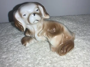 Brown and White Ceramic Dog Figurine- Japan - Picture 1 of 8