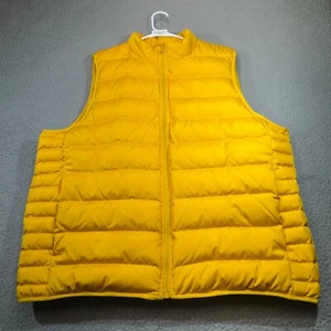 Lands End Men Extra Large Yellow High Vis Full Zip Down Jacket Gilet Gorpcore - Picture 1 of 13