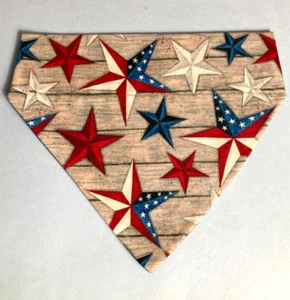 Over Collar Slide On Pet Dog Cat Bandana Scarf 4TH JULY PATRIOTIC STARS MED - Picture 1 of 1