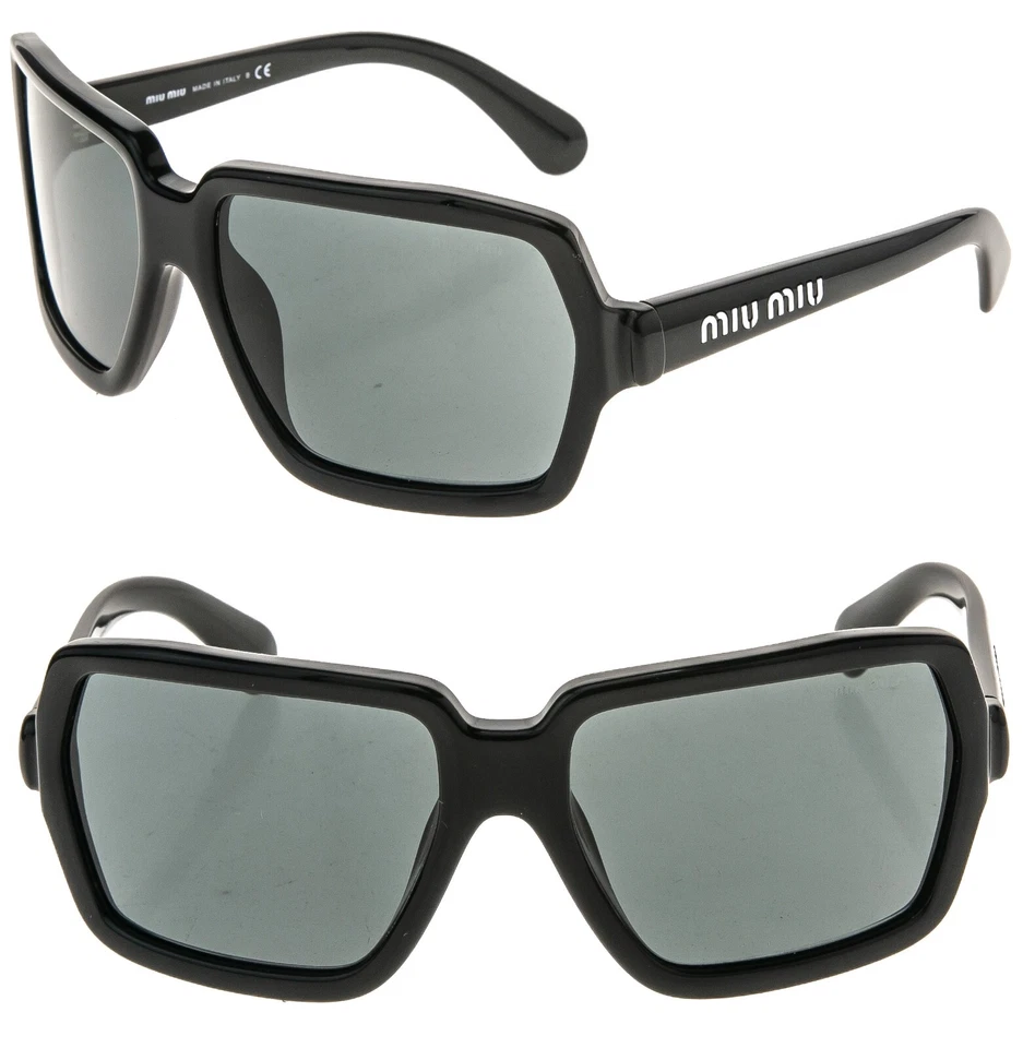 Модные солнцезащитные очки MIU MIU CORE MU06WS черные геометрические квадратные увеличенного размера 06 Вт - Изображение 1 из 4