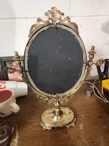 OLD VINTAGE MIRROR BRONZE BRASS ORNATE ART TABLE DECOR BAROQUE STYLE ITALIAN Cover