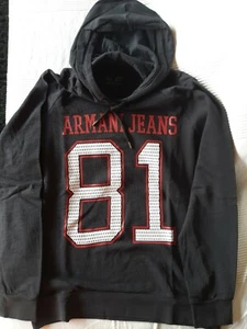 Armani Jeans Kapuzen-Hoodie langarm Gr. M schwarz mit Frontprint - Bild 1 von 7