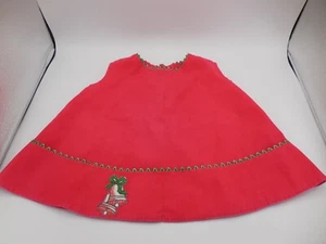 Vintage Child Smock Apron Red Fabric Christmas Buttons On Back - Picture 1 of 5