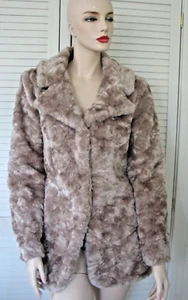 FAUX FUR JACKET MINK BEIGE SIZE 10 REDHERRING TOP QUALITY SATIN LINED FREEPOST - Picture 1 of 12