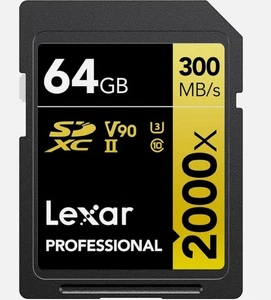 Lexar Professional 2000X SD Card 64GB, SDXC UHS-II Memory Card, 300Mb/S - Picture 1 of 1